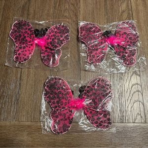 NEW 3 x Fuchsia Cheetah Infant Glitter Fairy Wings Photography Props